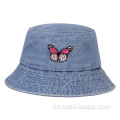 Sombrero de cubeta bordado de algodón denim